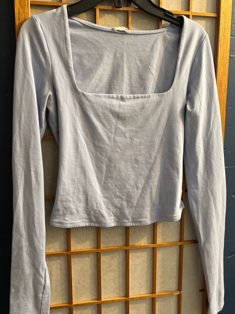 Garage Light Blue Square Neck Long Sleeve Top - Size XS